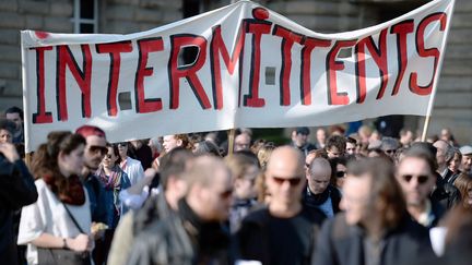 Professionnels et intermittents du spectacle manifestent &agrave; Paris, le&nbsp;12 Mars 2014 (PATRICK HERTZOG / AFP)