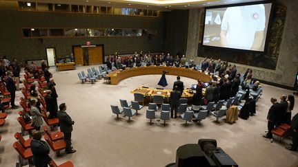 Le Conseil de sécurité de l'ONU observe une minute de silence au siège de l'organisation à New York, aux Etats-Unis, le 10 novembre 2023. (TIMOTHY A. CLARY / AFP)