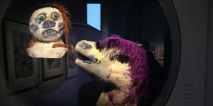 Des masques imaginés par Chagall pour "L'Oiseau de Feu" exposés à la Philharmonie
 (Jacques Demarthon / AFP)