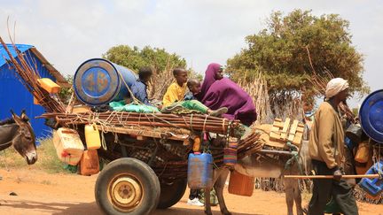 Des Somaliens, qui ont quitté leur maison à la recherche de nourriture en raison de la sécheresse, arrivent dans un camp à Mogadiscio, la capitale somalienne, le 2 septembre 2022. (ABUKAR MOHAMED MUHUDIN / ANADOLU AGENCY)