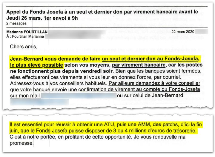 Extrait du mail du 22&nbsp;mars 2020. M. Fourtillan dit avoir besoin de 3 à 4 millions d’euros. (CELLULE INVESTIGATION DE RADIO FRANCE)