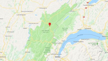 La&nbsp;ville de Morbier (Jura), où&nbsp;17 adolescents ont été victimes de malaises&nbsp;lors d'un cross,&nbsp;le 3 octobre 2019. (FRANCEINFO / GOOGLE MAPS)