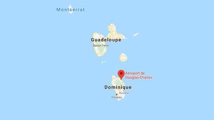 Quatre Français sont portés disparus le 17 février 2020, après le crash en mer d'un petit avion parti de la Dominique la veille, et se rendant en Guadeloupe.&nbsp; (GOOGLE MAPS)