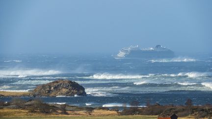 Le paquebot "Viking Sky" au large du littoral norvégien, le 23 mars 2019.&nbsp; (FRANK EINAR VATNE / NTB SCANPIX / AFP)