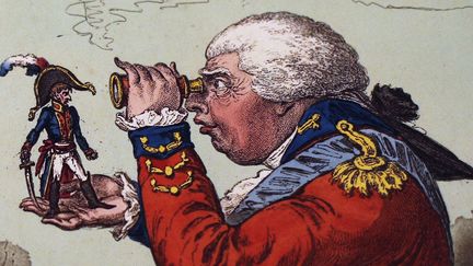 Napoléon en caricature miniature - "Little Boney" - dans la main du roi George III, au British Museum (4 février 2015)
 (Adrian Dennis / AFP)