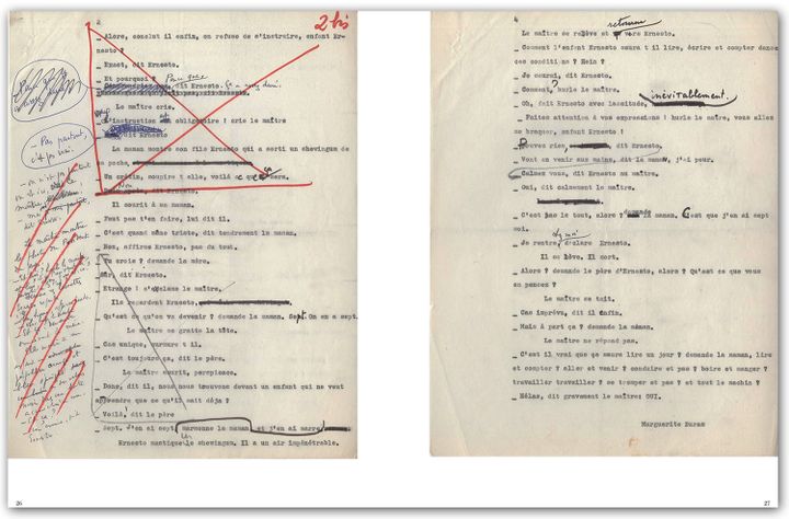 Manuscrit de "Ah ! Ernesto" Maguerite Duras
 (Thierry Magnier)