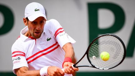 Novak Djokovic a éliminé Pablo Cuevas au deuxième tour de Roland-Garros, le 3 juin 2021. (MARTIN BUREAU / AFP)