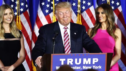 Le candidat républicain Donald Trump, lors d'un meeting dans l'Etat de New York, le 7 juin 2016. (KENA BETANCUR / AFP)