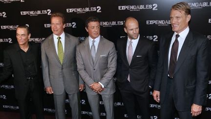 J-C Van Damme, Arnold Schwarzenegger, Sylvester Stallone, Jason Statham et Dolph Lundgren au Grand Rex (9/8/2012)
 (Kenzo Tribouillard / AFP)