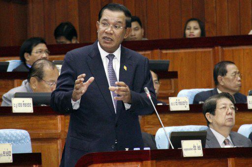 Phnom Penh, le 8 août 2014: le Premier ministre cambodgien Hun Sen lors d'un discours à l'Assemblée. ( AFP PHOTO / ASSEMBLÉE NATIONALE CAMBODGE)