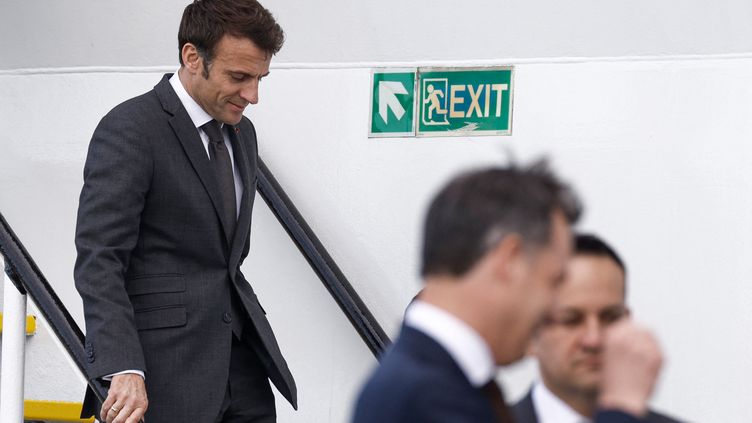 The President of the Republic, Emmanuel Macron, during a summit of the North Sea countries in Ostend, Belgium, on April 24, 2023. (KENZO TRIBOUILLARD / AFP)