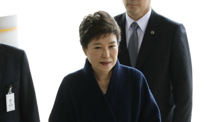 L'ex-présidente Park Geun-Hye, le 21 mars à Séoul (Corée du Sud). (KIM HONG-JI / AFP)