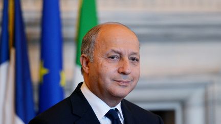 Le ministre des Affaires &eacute;trang&egrave;res, Laurent Fabius, lors d'une conf&eacute;rence de presse &agrave; Rome (Italie), le 5 juin 2012. (ALBERTO PIZZOLI / AFP)