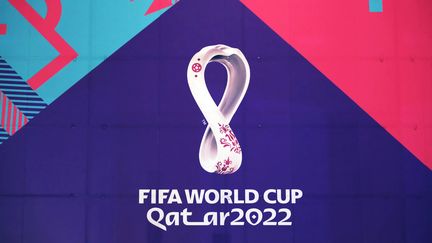 Le logo de la Coupe du monde, à Doha, le 7 novembre 2022. (KEITA IIJIMA / YOMIURI)