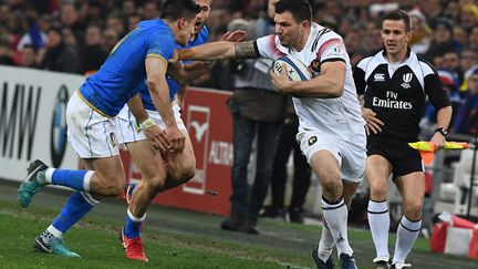 L'ailier Remy Grosso lors du match du XV de France contre l'Italie, le 23 février 2018 au stade Vélodrome de Marseille (Bouches-du-Rhône).&nbsp;&nbsp; (BORIS HORVAT / AFP)