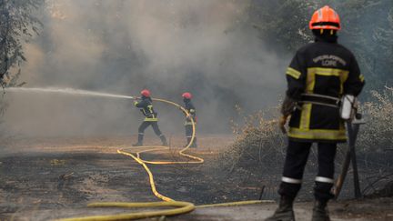 L'incendie&nbsp;à Saint-Cannat dans les&nbsp;Bouches-du-Rhône. (FRANCK PENNANT / AFP)