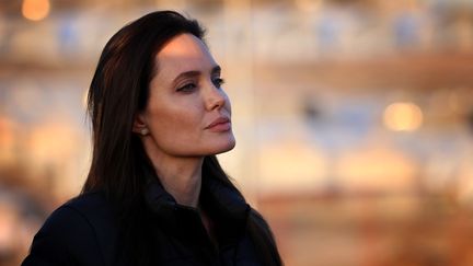 L'actrice et ambassadrice de l'ONU Angelina Jolie visite un camp de r&eacute;fugi&eacute;s irakiens, le 25 janvier 2015, &agrave; Khanke (Irak). (SAFIN HAMED / AFP)