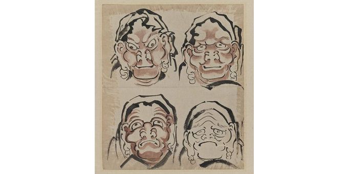 &quot;Quatre visages, esquisse&quot; Hokusai
 (Brooklyn Museum)