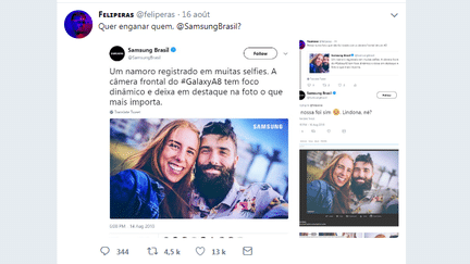 Samsung Brésil a tenté de faire passer des photos d'une banque d'images pour des clichés pris avec son Galaxy A8. (TWITTER/ FELIPERAS)