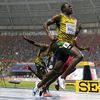 Le sprinter jama&iuml;cain Usain Bolt lors de sa victoire dans l'&eacute;preuve du 100 m des Mondiaux de Moscou, le 11 ao&ucirc;t 2013.&nbsp; (LUCY NICHOLSON / REUTERS)