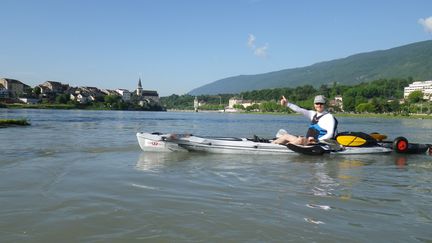 Géraud Paillot sur son kayak en 2017. (L'AVENTURE HUSTIVE)