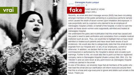 La chanteuse Oum Kalthoum et une capture d'écran d'un poste du Gleneagles Hospital. (AFP / CAPTURE ECRAN FACEBOOK)