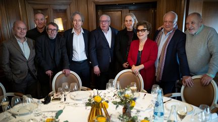 Le jury&nbsp;du prix Goncourt (non complet) : Pierre Assouline, Philippe Claudel, Patrick Rambaud, Pascal Bruckner, Didier Decoin, Camille Laurens, Françoise Chandernagor, Eric-Emmanuel Schimtt&nbsp;et Tahar Ben Jelloun le 3 mars 2020 à Paris (LIONEL BONAVENTURE / AFP)