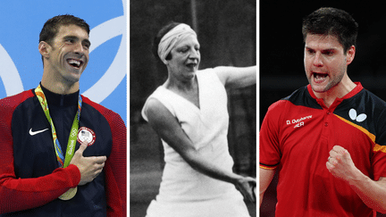 Michael Phelps, Suzanne Lenglen et Dimitrij Ovtcharov. (AFP)