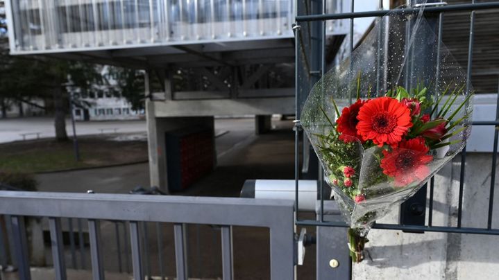 L'entrée du collège Louis-Armand à Golbey (Vosges), où était scolarisé Lucas, l'adolescent de 13 ans qui s'est suicidé le 7 janvier 2023. (FREDERICK FLORIN / AFP)