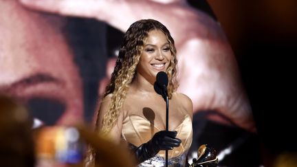 Le chanteuse Beyoncé aux Grammy Awards à Los Angeles (Californie), le 5 février 2023. (EMMA MCINTYRE / GETTY IMAGES NORTH AMERICA)