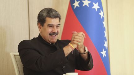 Le président vénézuelien Nicolas Maduro, le 17 juin 2022, lors d'une visite en Azerbaïdjan. (Venezuelan Presidency / AFP)