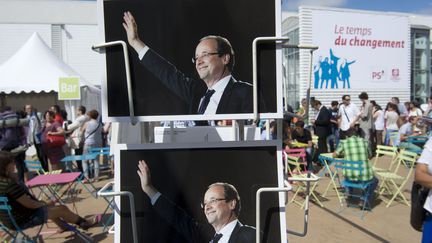 La Gauche durable, un sous-courant du Parti socialiste interpelle Fran&ccedil;ois Hollande sur la politique europ&eacute;enne, en pleine universit&eacute; d'&eacute;t&eacute; du PS. (NOSSANT/DUPUY / SIPA)