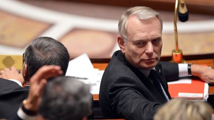 Le Premier ministre, Jean-Marc Ayrault, lors d'une s&eacute;ance de questions au gouvernement, le 19 f&eacute;vrier 2013 &agrave; l'Assembl&eacute;e nationale.&nbsp; (MIGUEL MEDINA / AFP)