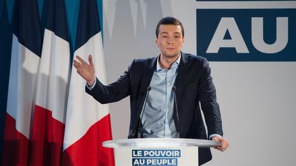 Jordan Bardella, tête de liste du Rassemblement national pour les européennes, le 19 janvier 2019 (CLEMENT MAHOUDEAU / AFP)