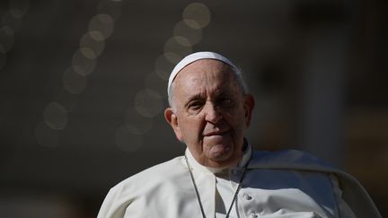 Le pape François lors d'une audience hebdomadaire, sur la place Saint-Pierre (Vatican), le 8 novembre 2023. (FILIPPO MONTEFORTE / AFP)