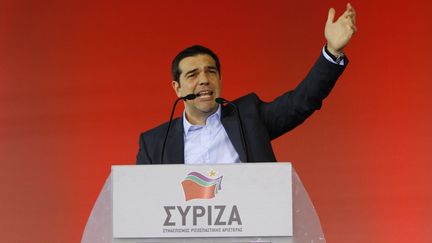 Al&eacute;xis Ts&iacute;pras, figure de proue du parti anti-aust&eacute;rit&eacute; Syriza, le 22 janvier 2015 lors du meeting de fin de campagne organis&eacute; &agrave; Ath&egrave;nes (Gr&egrave;ce). (MICHAEL DEBETS / PACIFIC / SIPA )