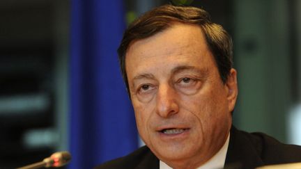 Le pr&eacute;sident de la Banque centrale europ&eacute;enne, Mario Draghi, &agrave; Bruxelles&nbsp;(Belgique), le 9 juillet 2012. (THIERRY CHARLIER / AFP)