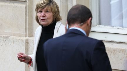 La patronne de l'agence Bestimage, "Mimi" Marchand, dans la cour de l'Elysée, à Paris, le 15 novembre 2017. (LUDOVIC MARIN / AFP)