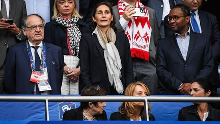 Le président de la FFF, Noël le Graët, aux côtés de la ministre des Sports, Amélie Oudéa-Castéra, au Stade de France, le 3 juin 2022. (MATTHIEU MIRVILLE / MAFP)