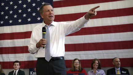 John Kasich lors d'un meeting à Rockville, dans le Maryland (Etats-Unis). (YURI GRIPAS / AFP)