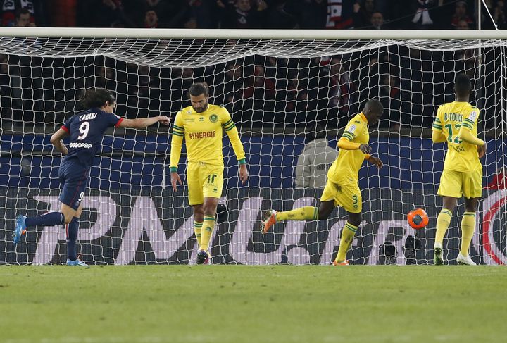 Les d&eacute;fenseurs nantais d&eacute;faits au Parc des Princes, le 19 janvier 2014 &agrave; Paris. (THOMAS SAMSON / AFP)