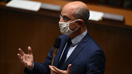 Le ministre de l'Education nationale, Jean-Michel Blanquer, à l'Assemblée nationale, le 20 octobre 2020. (CHRISTOPHE ARCHAMBAULT / AFP)