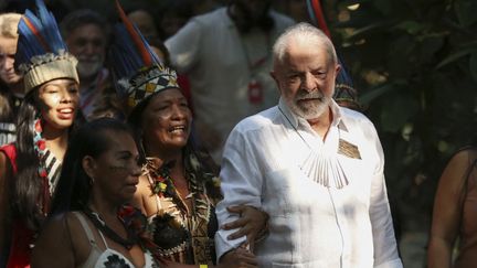 Luis Inacio Lula da Silva, lors d'un meeting sur le développement durable à Manaus (Brésil), le 31 août 2022.&nbsp; (MICHAEL DANTAS / AFP)