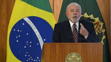 Le président brésilien Lula en avril 2023 à Brasilia. (MATEUS BONOMI / ANADOLU AGENCY)