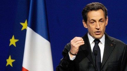 Nicolas Sarkozy à Bordeaux (3 février 2012) (JEAN-PIERRE MULLER / AFP)