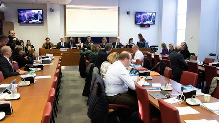 La commission spéciale à l'Assemblée nationale chargée de la réforme des retraites, le 6 février 2020.&nbsp; (CHRISTOPHE MORIN / MAXPPP)