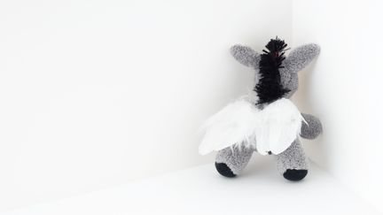 Une peluche mise au coin.&nbsp; (MICHÈLE CONSTANTINI / MAXPPP)