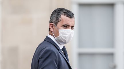 Gérald Darmanin quitte l'Elysée à la fin du Conseil des ministres, le 7 octobre 2020, à Paris. (ARTHUR NICHOLAS ORCHARD / HANS LUCAS / AFP)