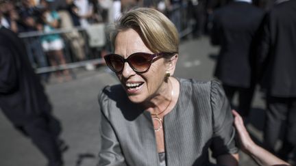 L'ancienne ministre Mich&egrave;le Alliot-Marie, le 8 juillet 2013 devant le si&egrave;ge de l'UMP, &agrave; Paris. (FRED DUFOUR / AFP)