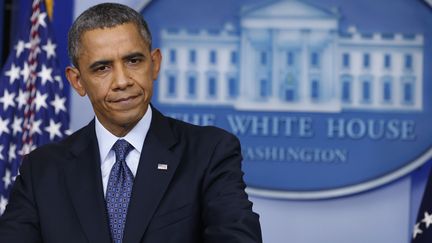 Le pr&eacute;sident am&eacute;ricain Barack Obama lors d'un discours sur le "shutdown" depuis la Maison Blanche le 8 octobre 2013 &agrave; Washington (Etats-Unis). (KEVIN LAMARQUE / REUTERS)